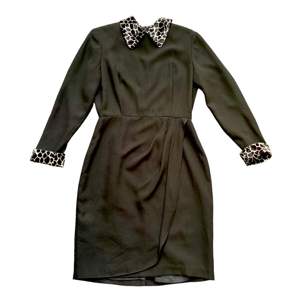 Vintage Dress Black with Animal Print Accents by Debra Michaels Collection